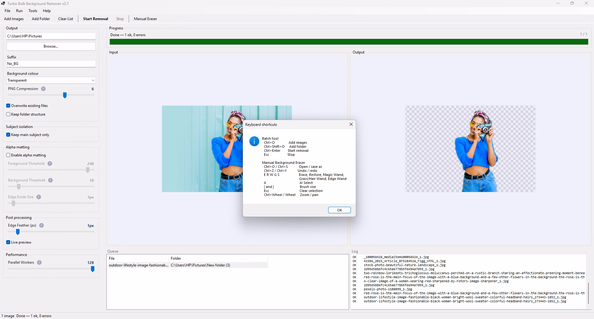 Solid colour background or transparent PNG output option