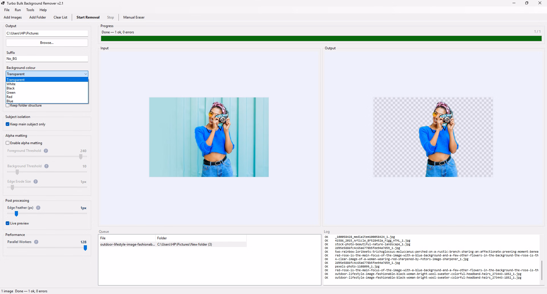 Parallel Workers slider and batch completion summary