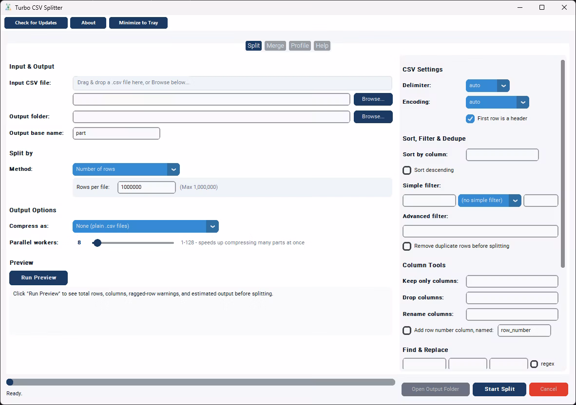 csv splitter split tab home