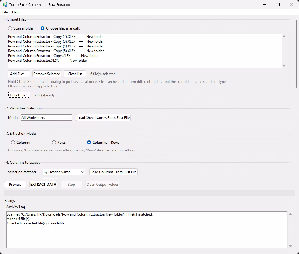Worksheet selection showing all worksheets, first, active and selected sheet modes