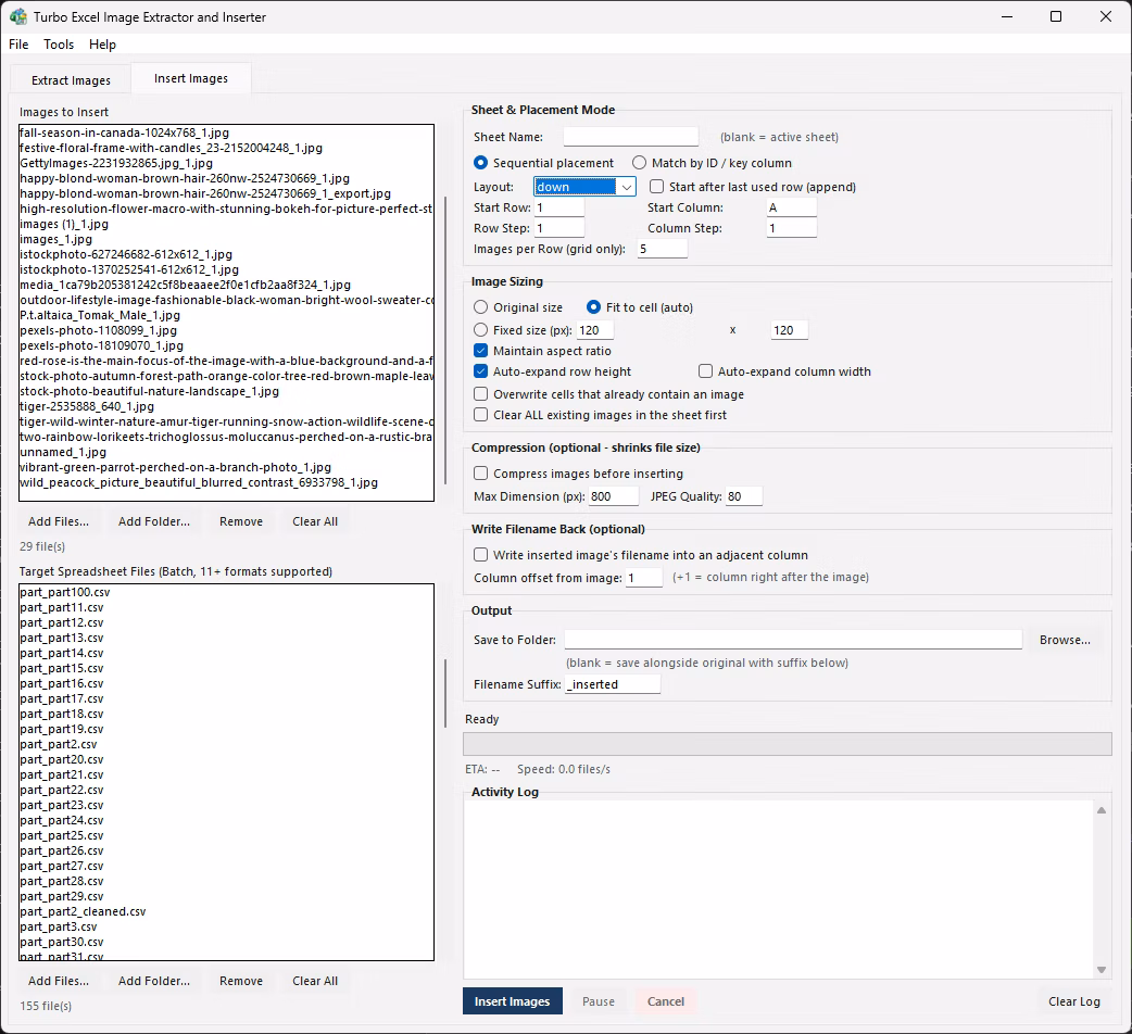 Batch progress bar with live speed and estimated time remaining