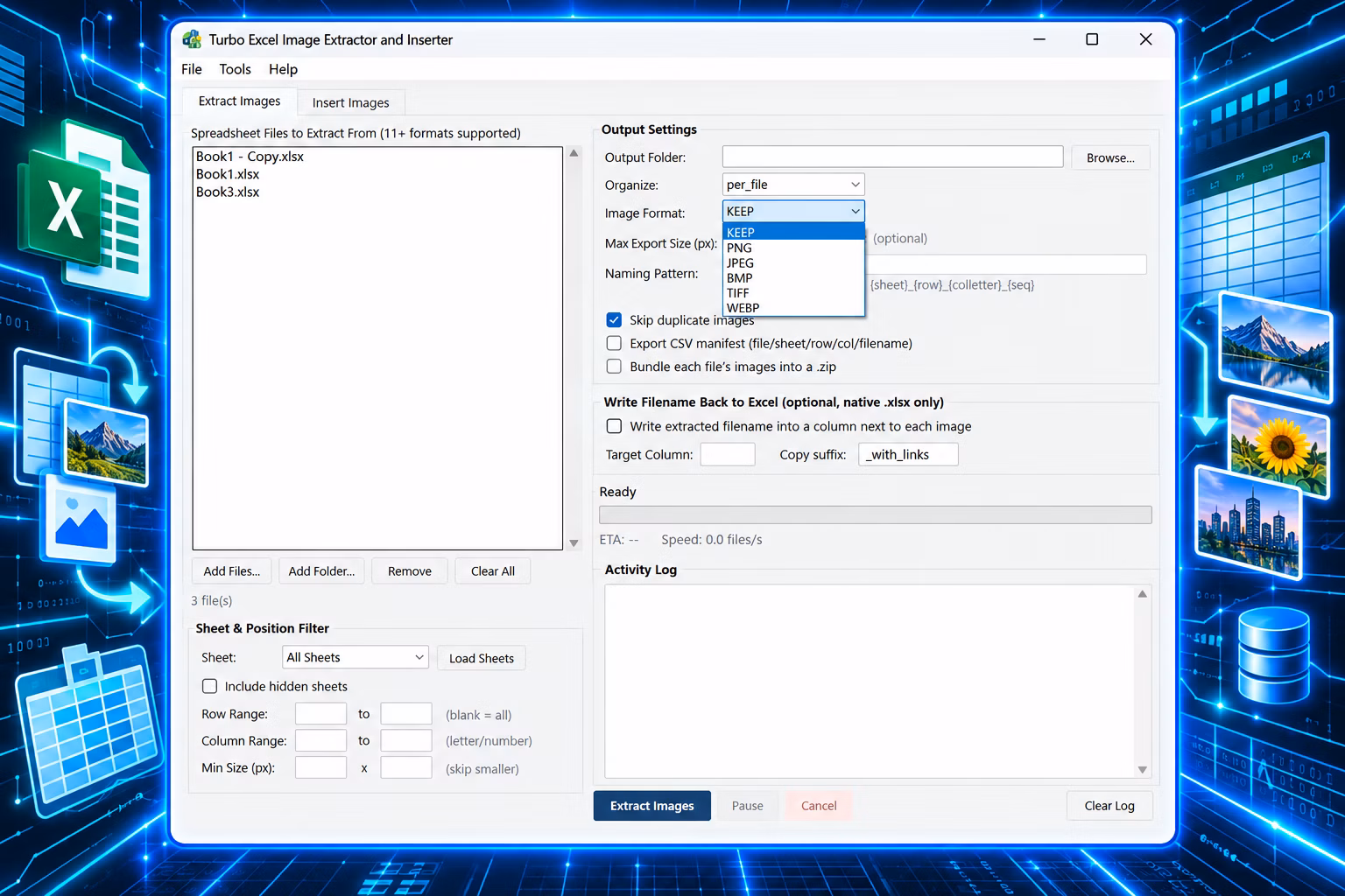 Turbo Excel Image Extractor and Inserter main window
