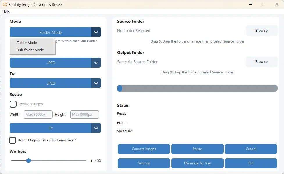 Convert unlimited number of images
