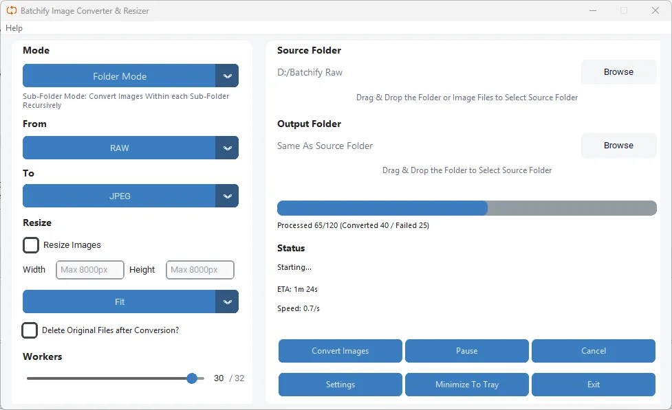 Multiple output settings
