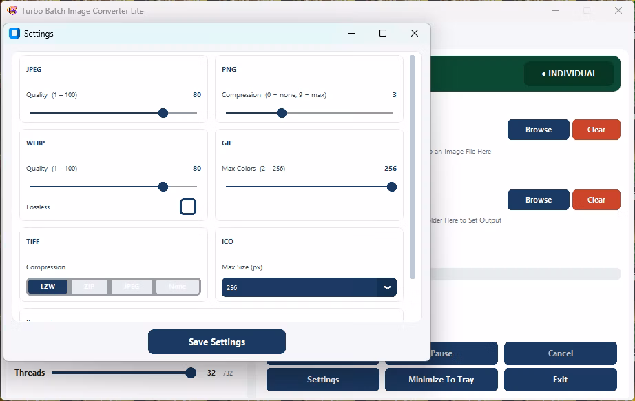 Settings Window