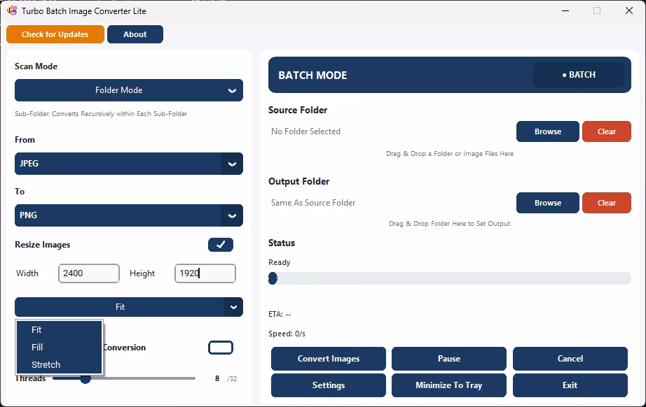Fit, Fill or Stretch Resize Selection