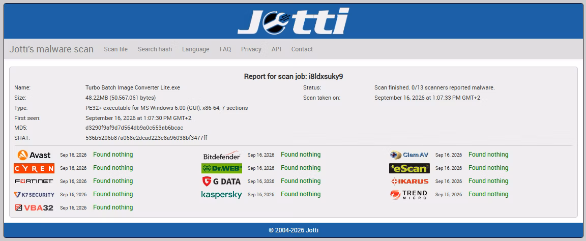 Turbo Batch Image Converter Lite screenshot - home screen batch mode