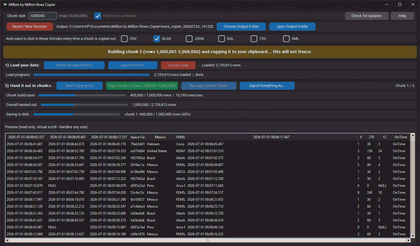 Loading a Large Dataset - Progress Bar