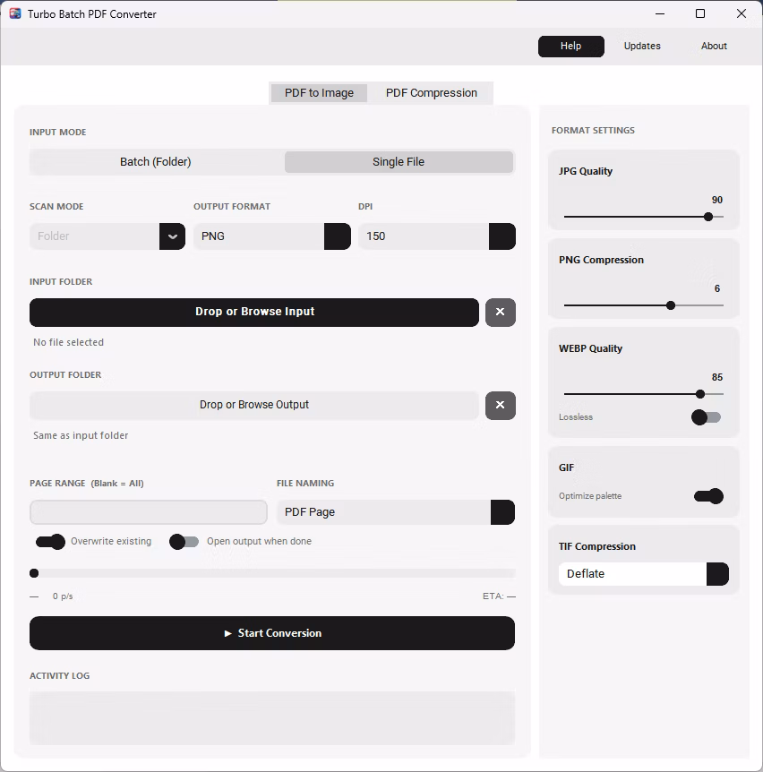 PDF to Image - Single File Mode