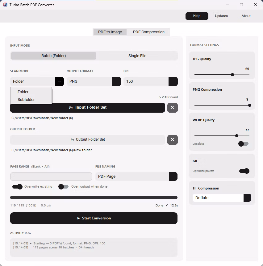 Folder/ SubFolder Recursive Conversion