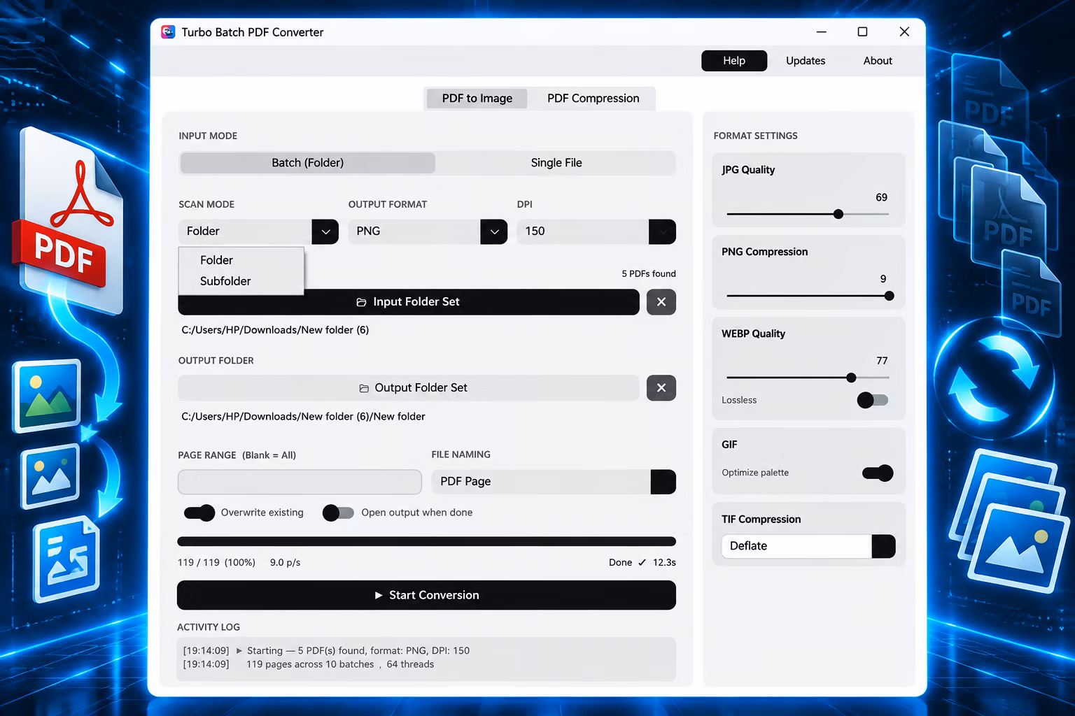 Turbo Batch PDF Converter - pdf to image converter for Windows