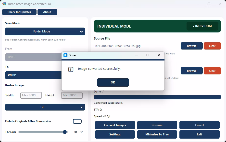 image converter output folder settings