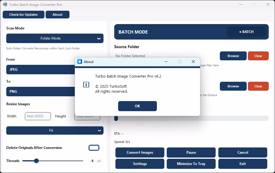 turbo batch image converter pro dashboard
