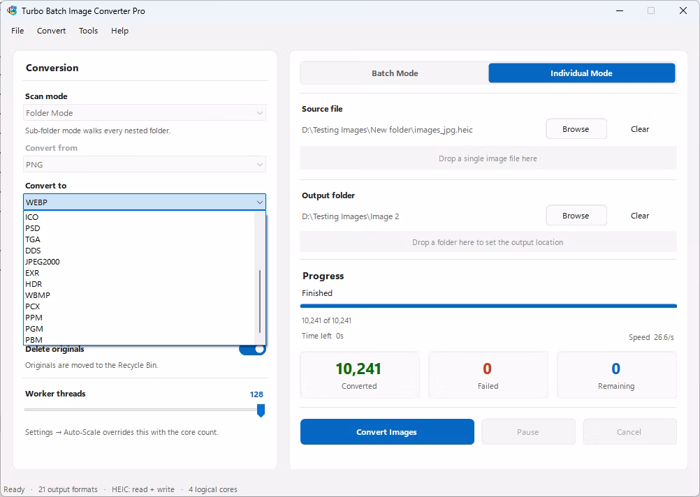 Turbo Batch Image Converter Pro — converter Settings Window