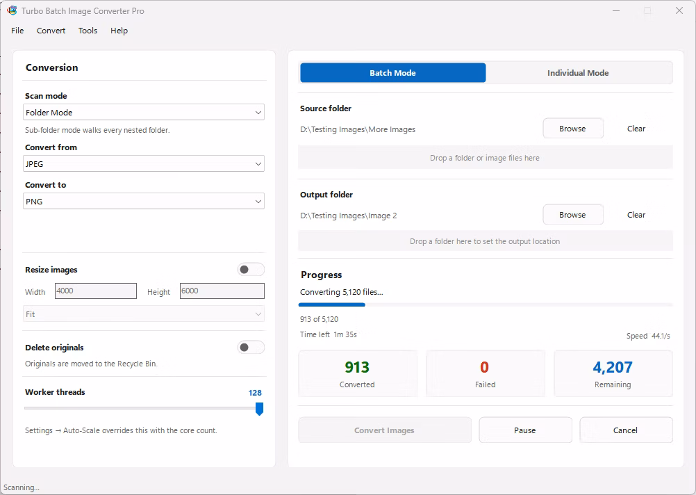 Turbo Batch Image Converter Pro — Conversion Running