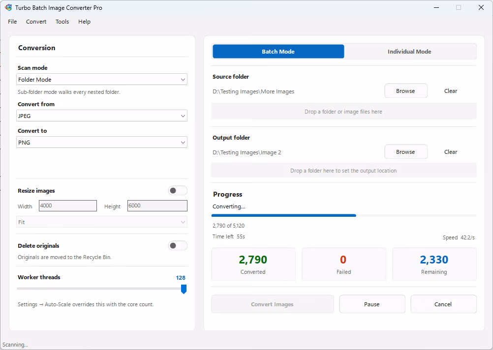 Turbo Batch Image Converter Pro — Conversion Running