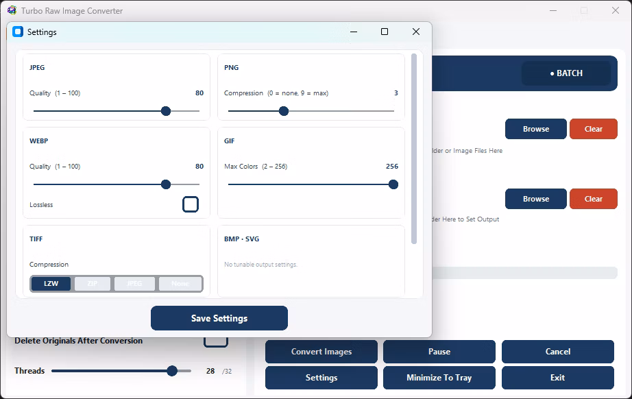 Settings Window