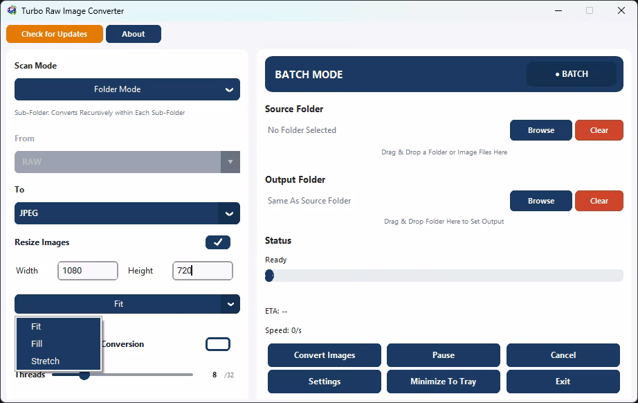 Fit, Fill or Stretch Resize Selection