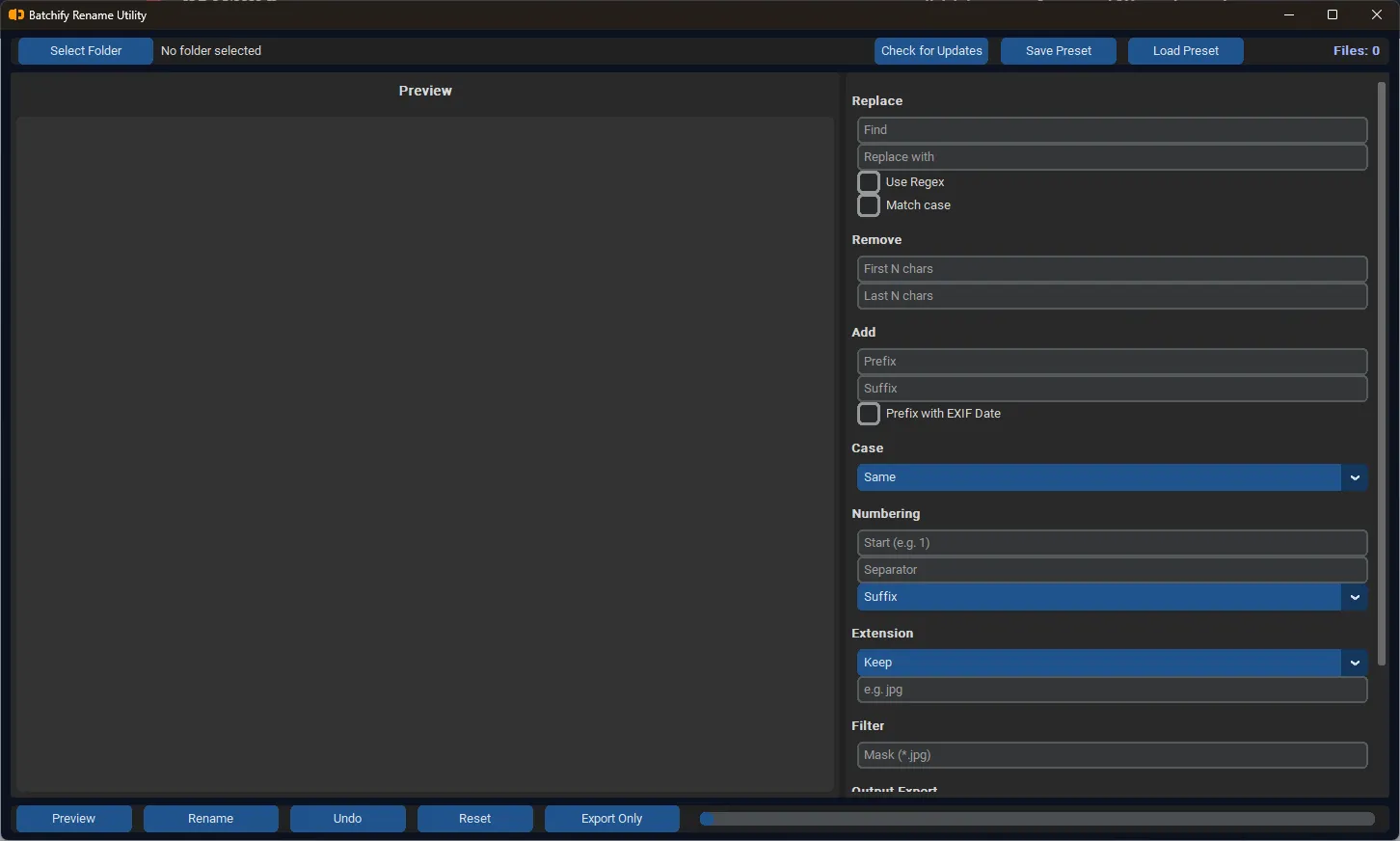 Batchify rename utility app home screen