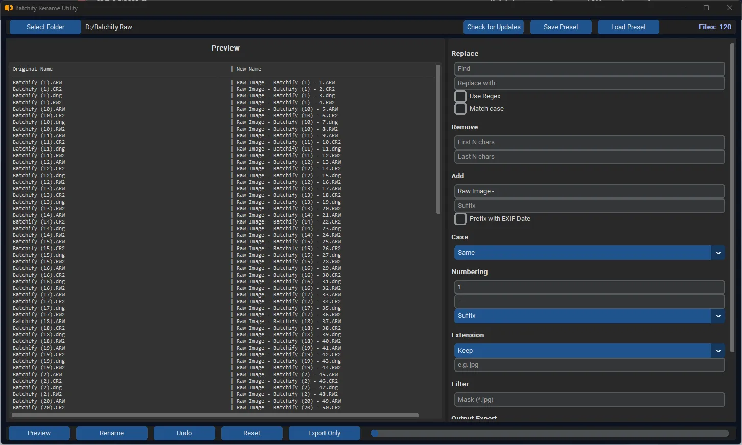 Batchify rename utility app renaming