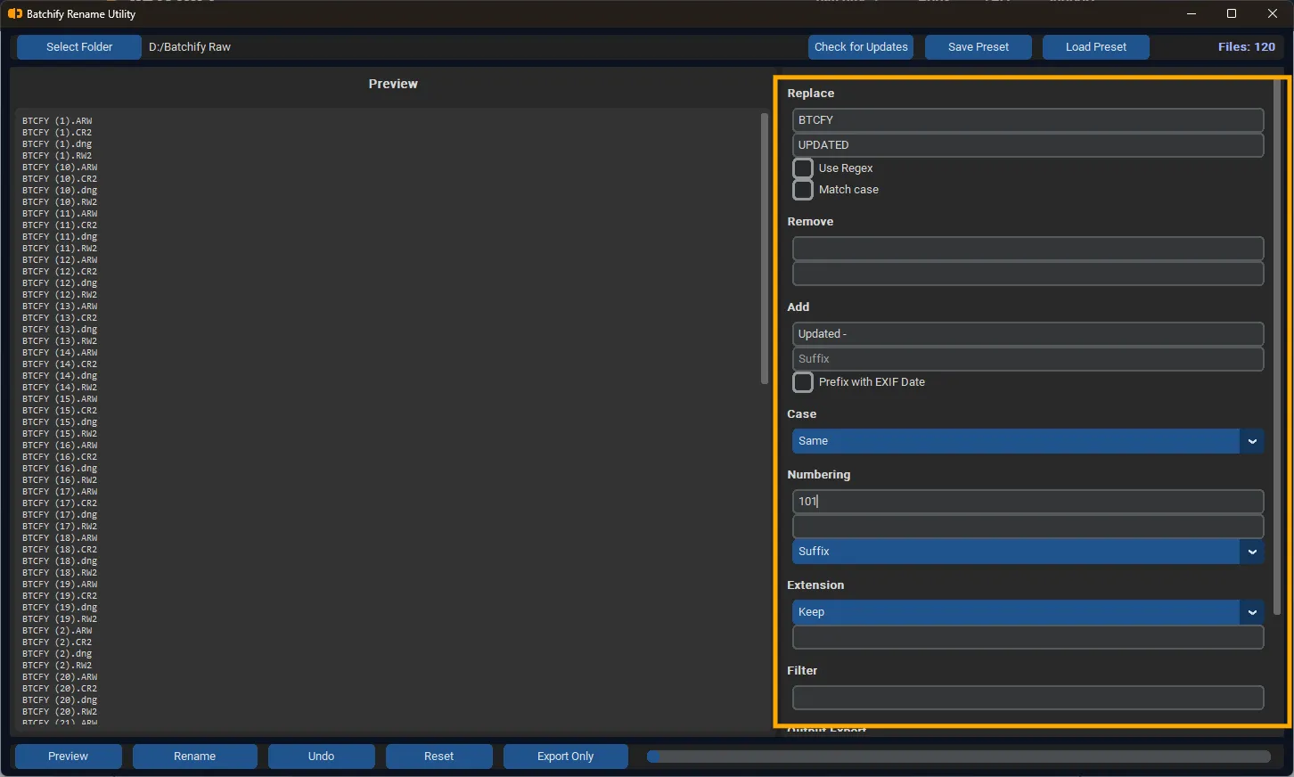Step 2 – Choose renaming method or rule