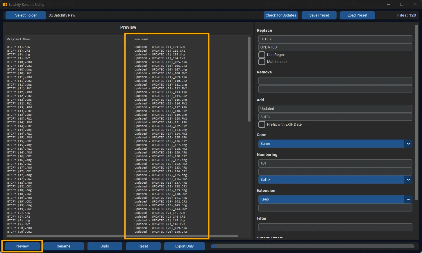 Step 4 – Preview renamed files before applying changes